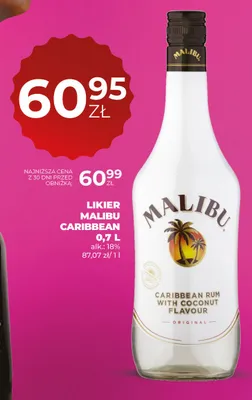 Likier Malibu Caribbean promocja w Duży Ben