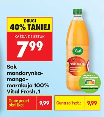 Sok mandarynka-mango-marakuja 100% promocja w Biedronka