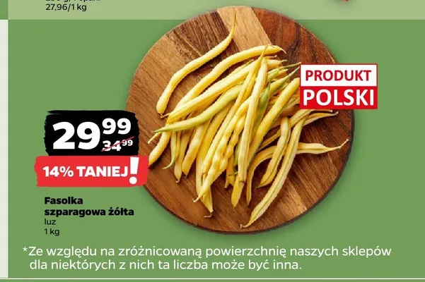 Fasolka szparagowa żółta polska promocja w Netto