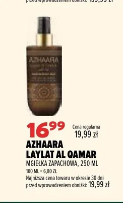 Mgiełka zapachowa Azhaara Laylat Al Qamar promocja w Drogerie Natura