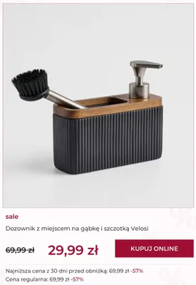 Dozownik z miejscem na gąbkę i szczotką Velosi home&you promocja w home&you