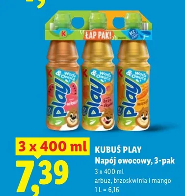 Napój owocowy arbuz, brzoskwinia i mango, 3-pak promocja w Lidl