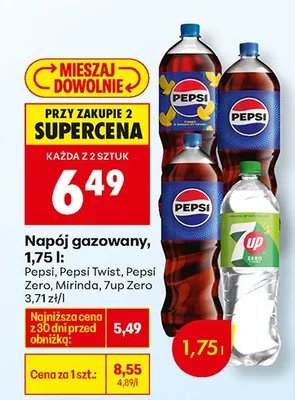 Napój gazowany Pepsi, różne rodzaje promocja w Biedronka