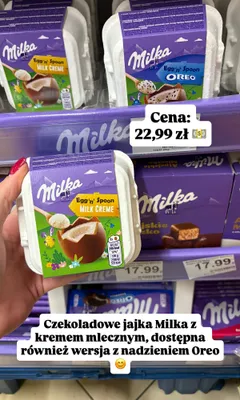 Czekoladowe jajka Egg'n'Spoon z nadzieniem Oreo promocja w Dino