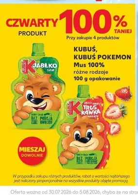 Mus 100% truskawka marchew Kubuś Pokemon promocja w Kaufland