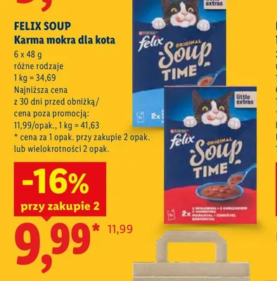Karma mokra dla kota 6-pak Felix Soup promocja w Lidl