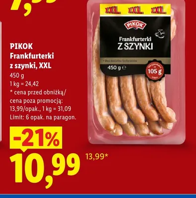 Frankfurterki z szynki XXL Pikok promocja w Lidl