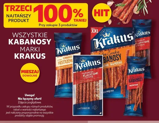 Extra cienkie kabanosy wieprzowe Krakus promocja w Kaufland
