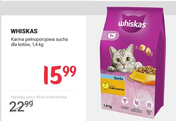 Karma pełnoporcjowa sucha dla kotów 1,4 kg promocja w Rossmann