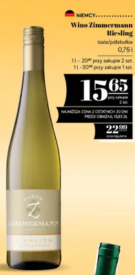 Wino Zimmermann Riesling białe półsłodkie promocja w POLOmarket