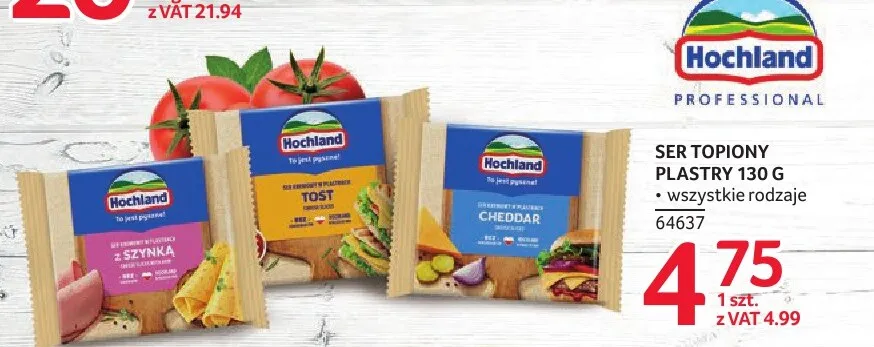 Ser topiony w plastrach z szynką Hochland promocja w Selgros