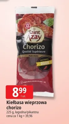Kiełbasa wieprzowa chorizo pikantna Saint Azay promocja w Leclerc