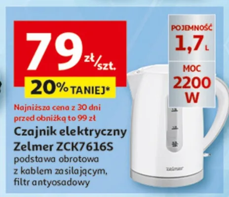 Czajnik elektryczny Zelmer ZCK7616S promocja w Auchan