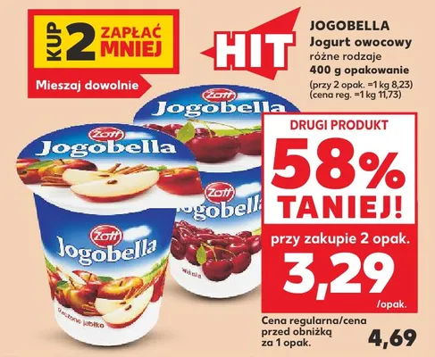 Jogurt owocowy Jogobella truskawkowy Zott promocja w Kaufland