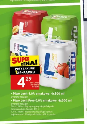 Piwo bezalkoholowe Lech Free Limonka z Miętą 4-pak promocja w Twój Market