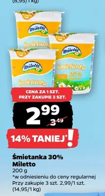 Śmietanka Miletto 30% promocja w Netto
