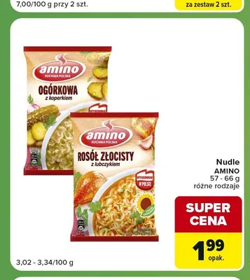 Nudle Amino Rosół Złocisty z lubczykiem promocja w Carrefour Express