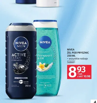 Żel pod prysznic Men Active Clean Nivea promocja w Selgros