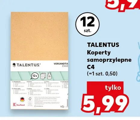 Koperty samoprzylepne C4 Talentus 12 sztuk promocja w Kaufland