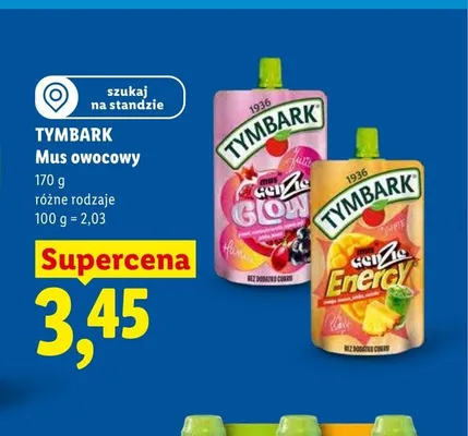 Mus owocowy GLOW Tymbark promocja w Lidl
