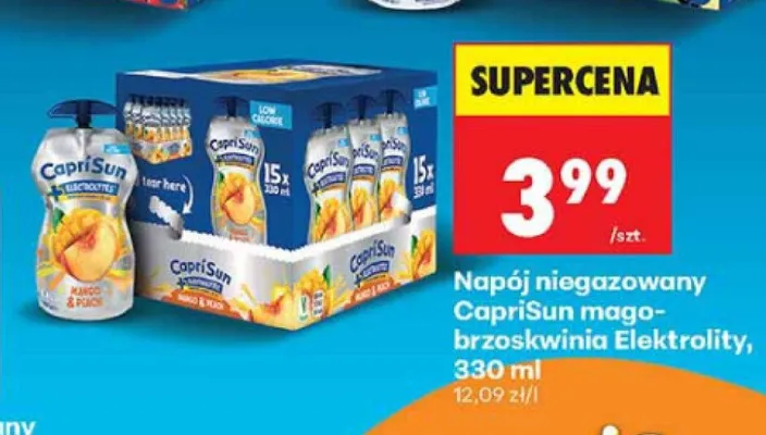 Napój niegazowany Capri-Sun mango-brzoskwinia Elektrolity 330 ml promocja w Biedronka