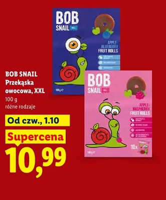 Przekąska owocowa XXL jabłko-malina Bob Snail promocja w Lidl