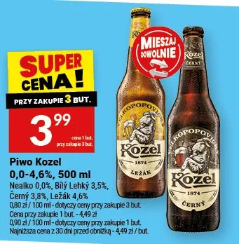 Piwo Kozel 0,0-4,6% promocja w Twój Market