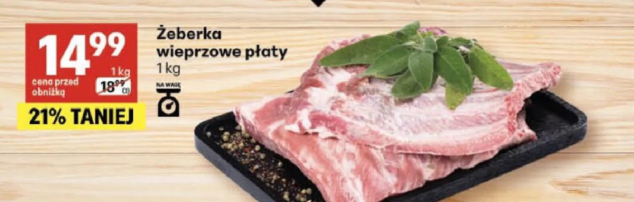 Żeberka wieprzowe płaty promocja w Delikatesy Centrum