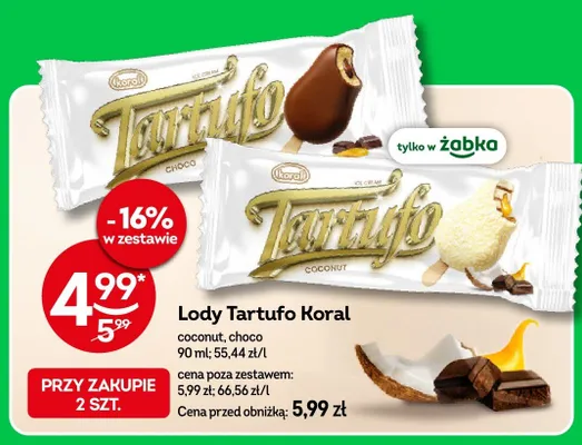 Lody Tartufo Koral choco promocja w Żabka