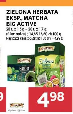 Zielona herbata ekspresowa Big-Active promocja w Stokrotka