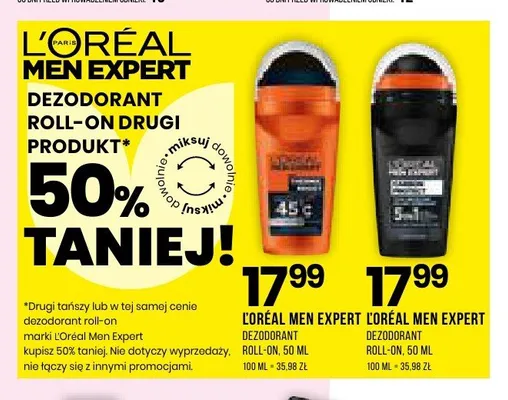 Dezodorant roll-on L'Oréal Men Expert promocja w Drogerie Natura