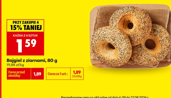 Bajgiel z ziarnami promocja w Biedronka