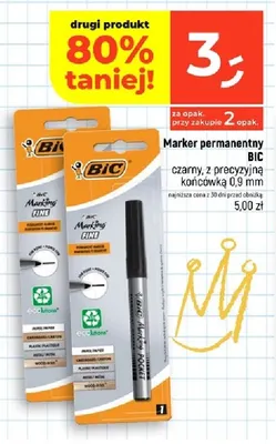 Marker permanentny BIC czarny z precyzyjną końcówką 0,9 mm promocja w Dealz