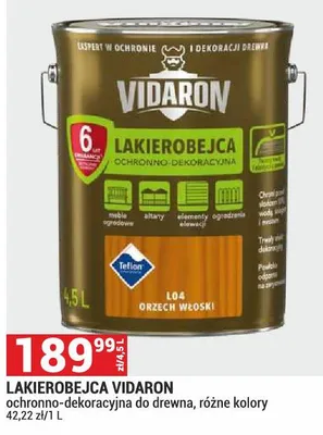 Lakierobejca ochronno-dekoracyjna do drewna Vidaron promocja w Merkury Market