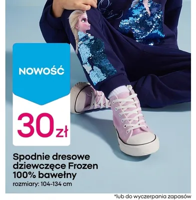 Spodnie dresowe dziewczęce Frozen 100% bawełny promocja w Pepco