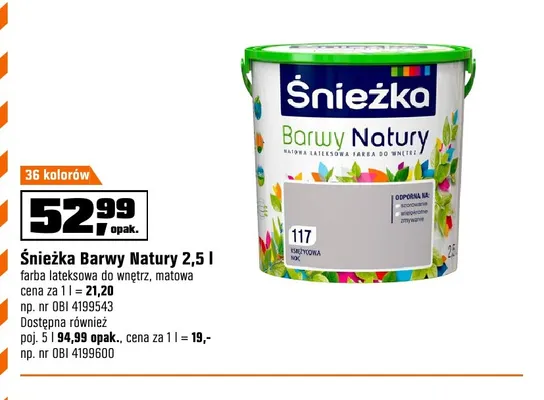 Farba lateksowa do wnętrz Śnieżka Barwy Natury 2,5 l promocja w OBI
