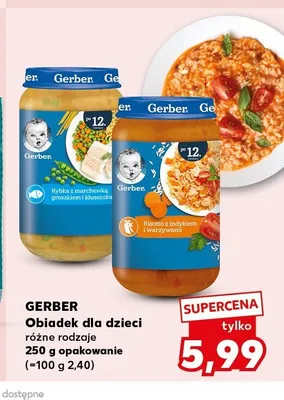 Obiadek dla dzieci Gerber Rybka z marchewką groszkiem i kluseczkami promocja w Kaufland