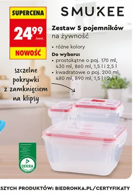 Zestaw 5 pojemników na żywność promocja w Biedronka