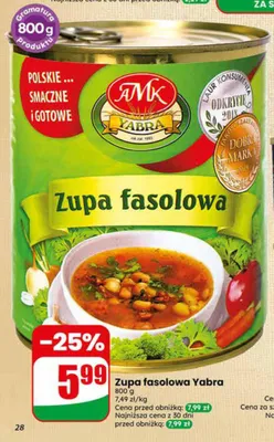 Zupa fasolowa Yabra promocja w Dino