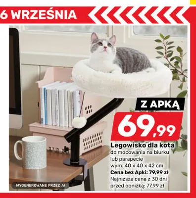 Legowisko dla kota do mocowania na biurku lub parapecie promocja w Bricomarche