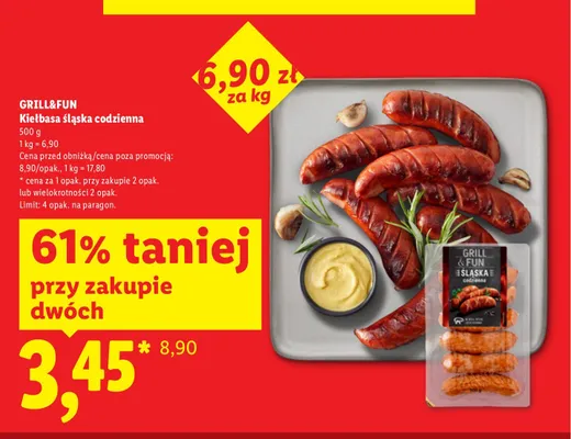 Kiełbasa śląska codzienna Grill&Fun promocja w Lidl