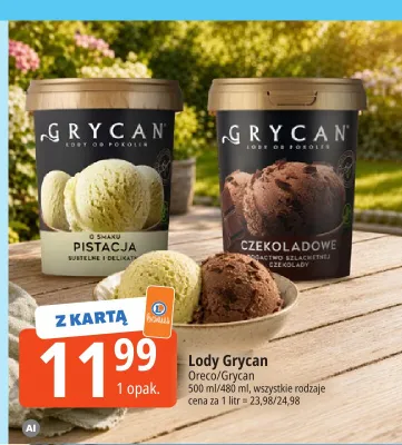 Lody pistacjowe Grycan promocja w Leclerc