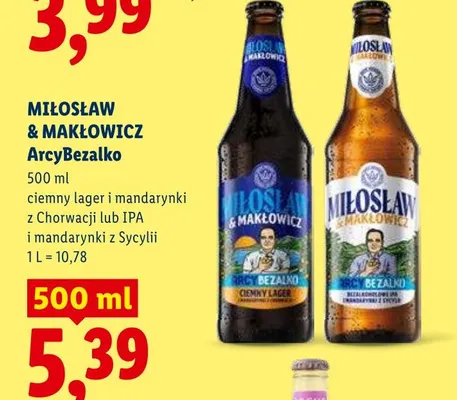 Piwo bezalkoholowe Miłosław & Makłowicz ArcyBezalko IPA i mandarynki z Sycylii promocja w Lidl