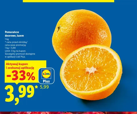 Pomarańcze deserowe luzem promocja w Lidl