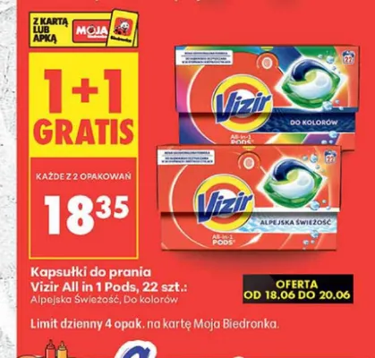 Kapsułki do prania Vizir All in 1 Pods Do Kolorów promocja w Biedronka