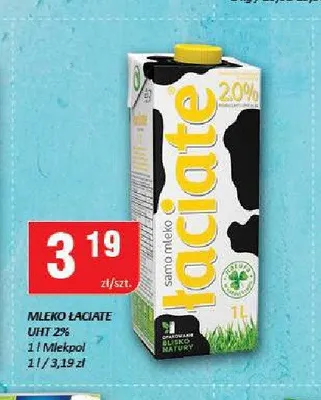 Mleko Łaciate UHT 2% Mlekpol promocja w Chorten