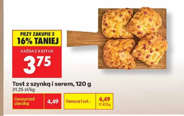 Tost z szynką i serem promocja w Biedronka