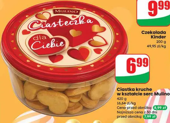 Ciastka kruche w kształcie serc promocja w Dino