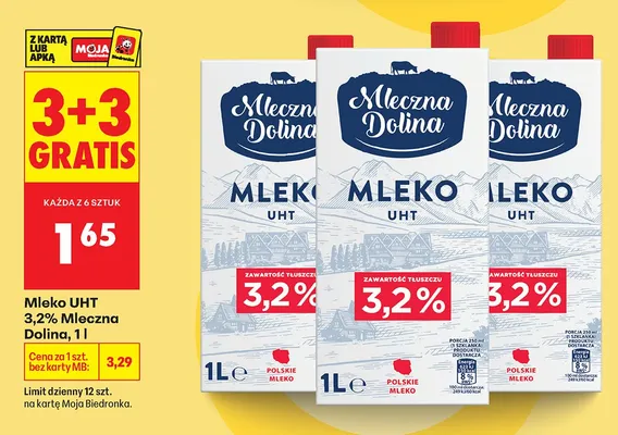 Mleko UHT 3,2% promocja w Biedronka