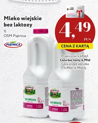Mleko wiejskie bez laktozy Piątnica promocja w Market Point